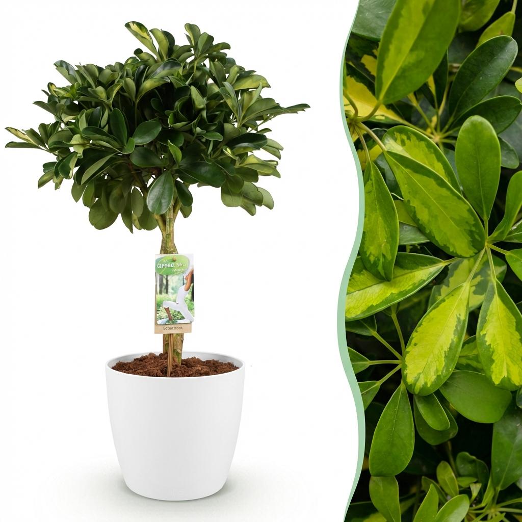 Schefflera Gold Capelle - Vingerboom Met Pot Wit 75 CM