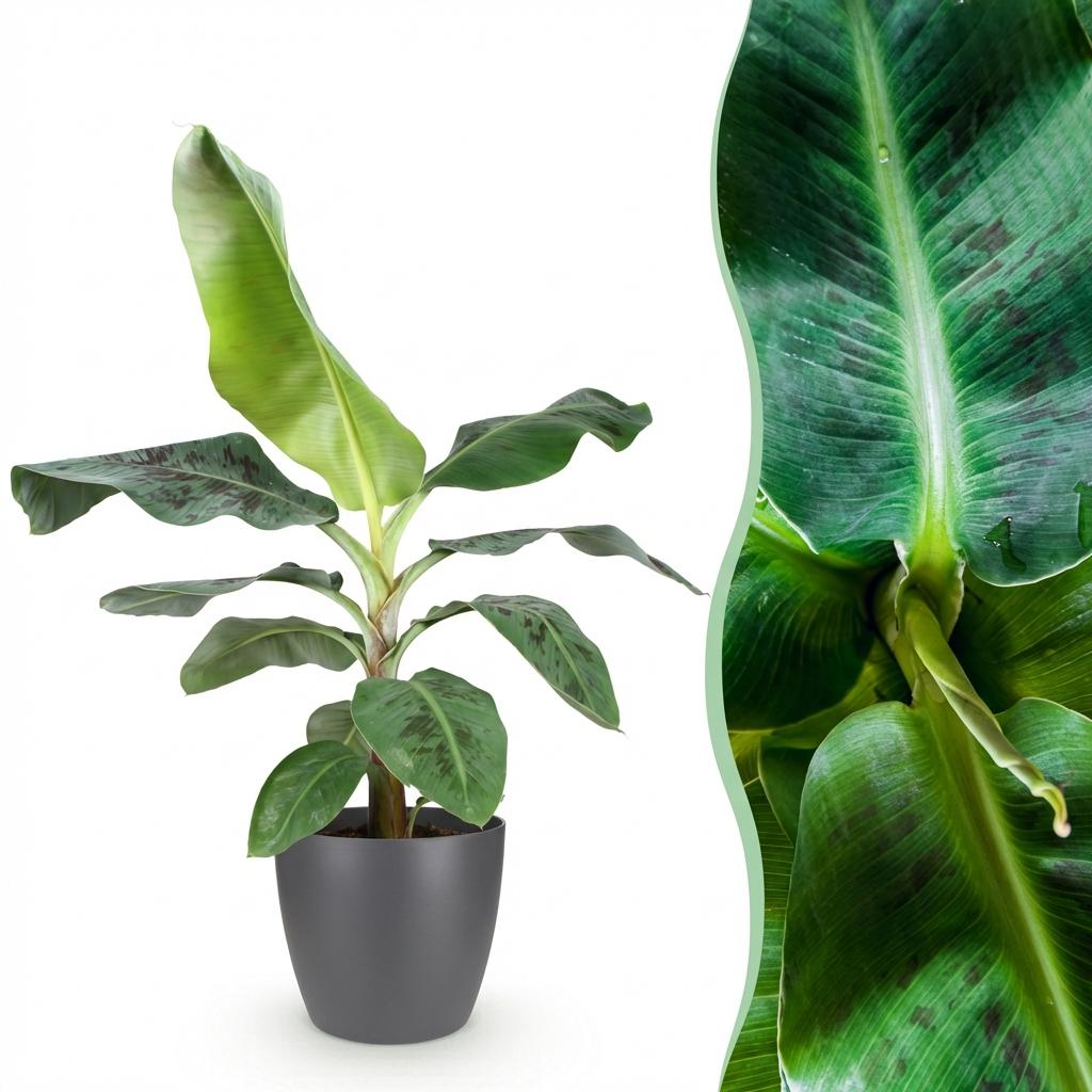 Musa Acuminata Dwarf Cavendisch - Bananenplant met pot Grijs - 21Cm - 70-75Cm