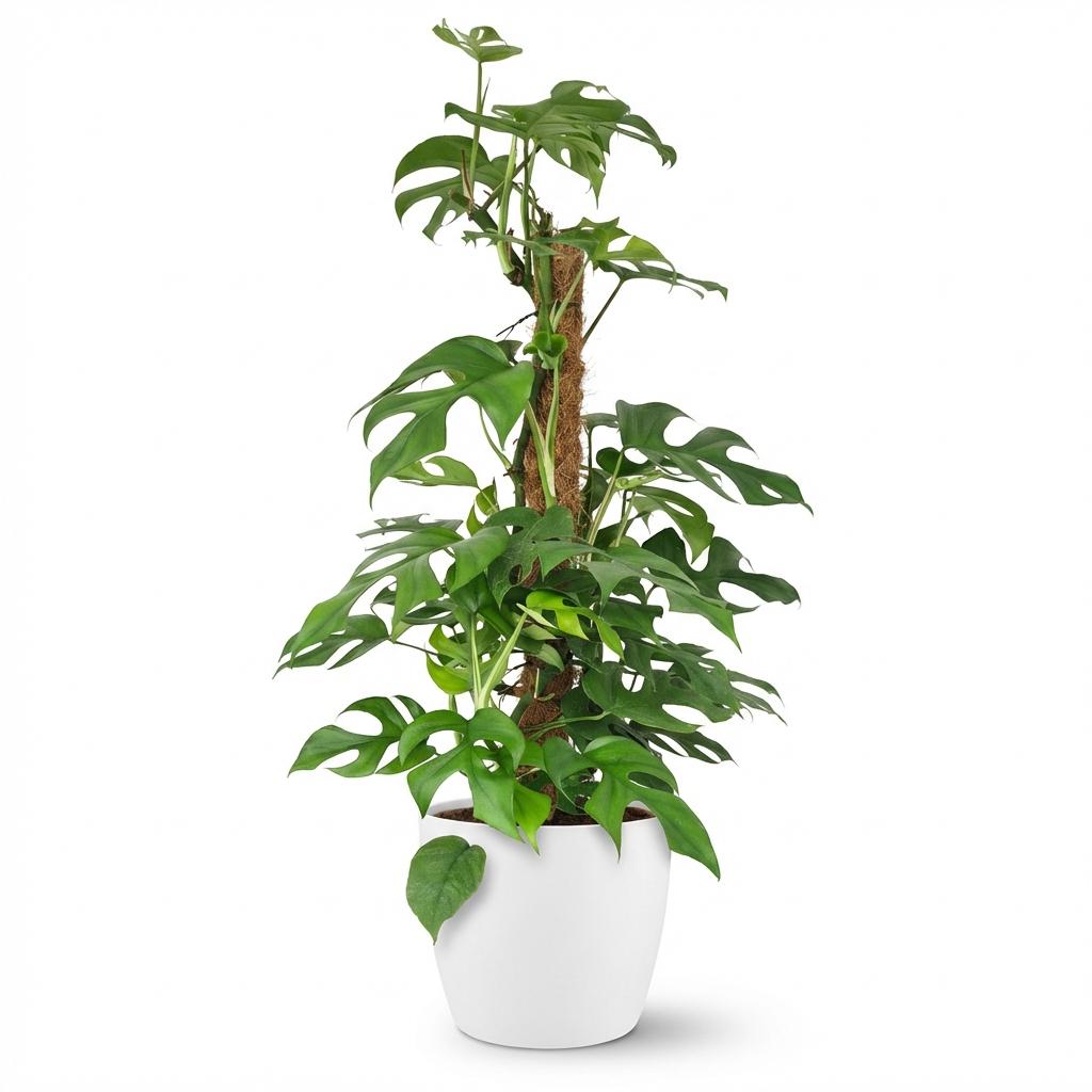 Mini Gatenplant - Monstera Minima Mosstok - Pot Wit - ∅ 19Cm - ↕ 90Cm