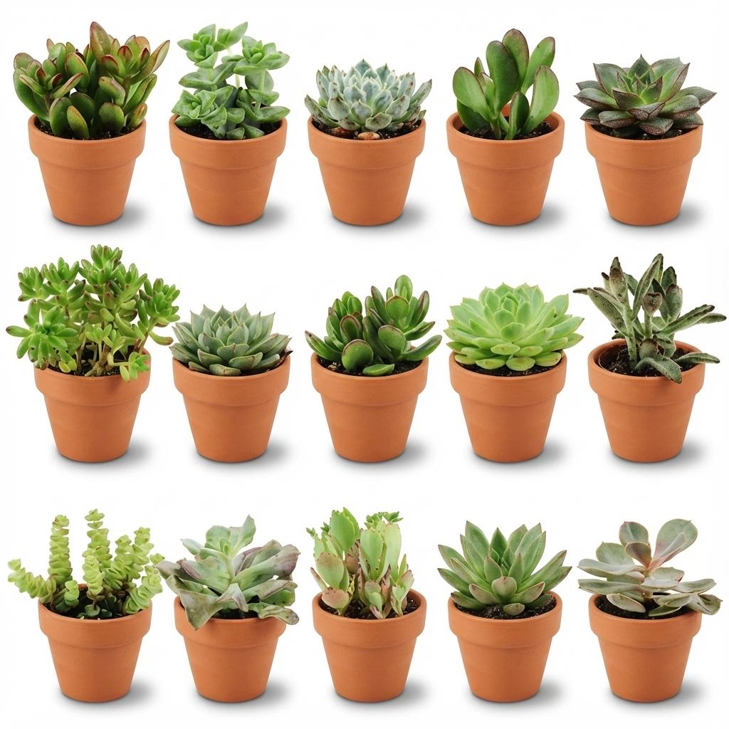 Mini Succulenten Mix - 15 Stuks - Ø 8,1 Cm - ↕: 5-10 Cm - Terracotta ∅ten